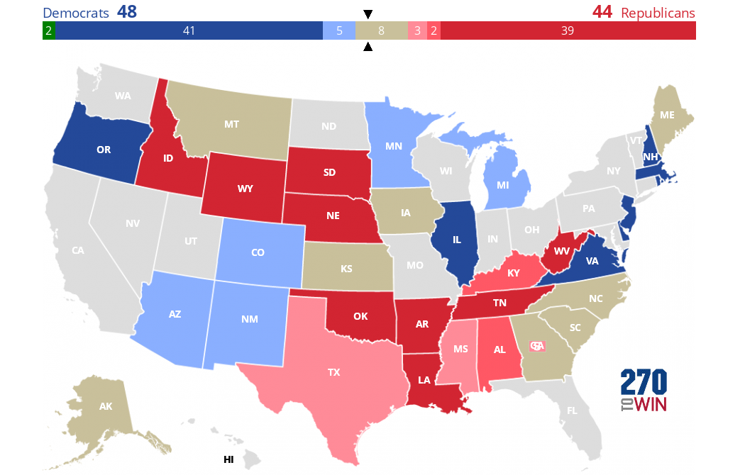 2020 Senate Map Based on Polls