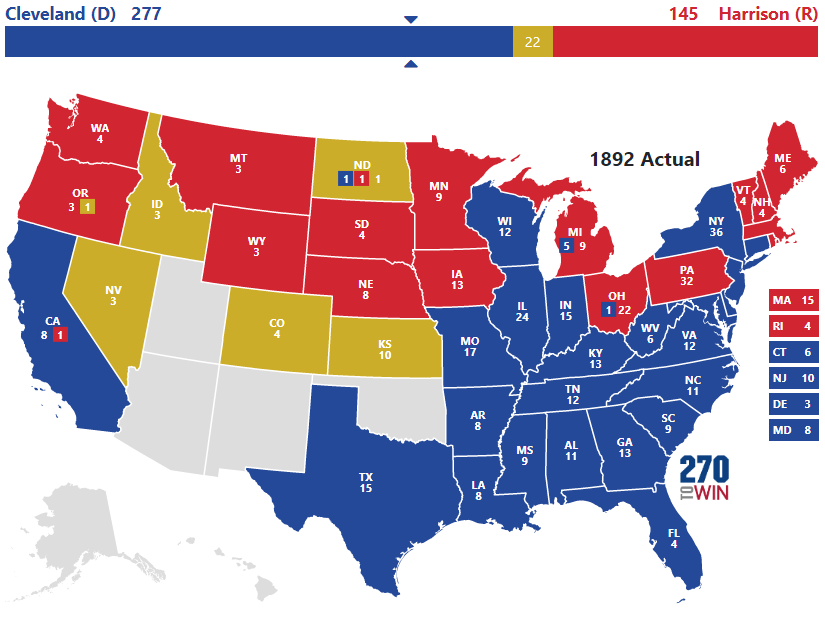 1892 Presidential Election Results