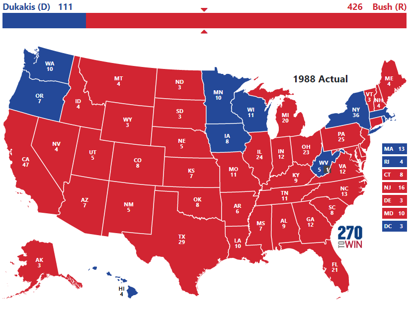 1988 Presidential Election Results