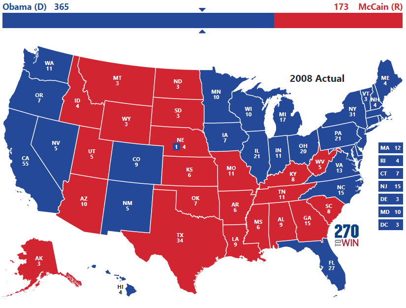 Image result for 2008 electoral map