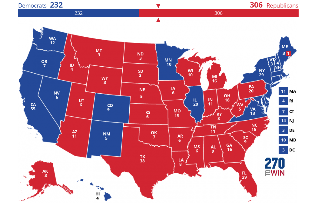 Интерактивная карта выборов презедента США