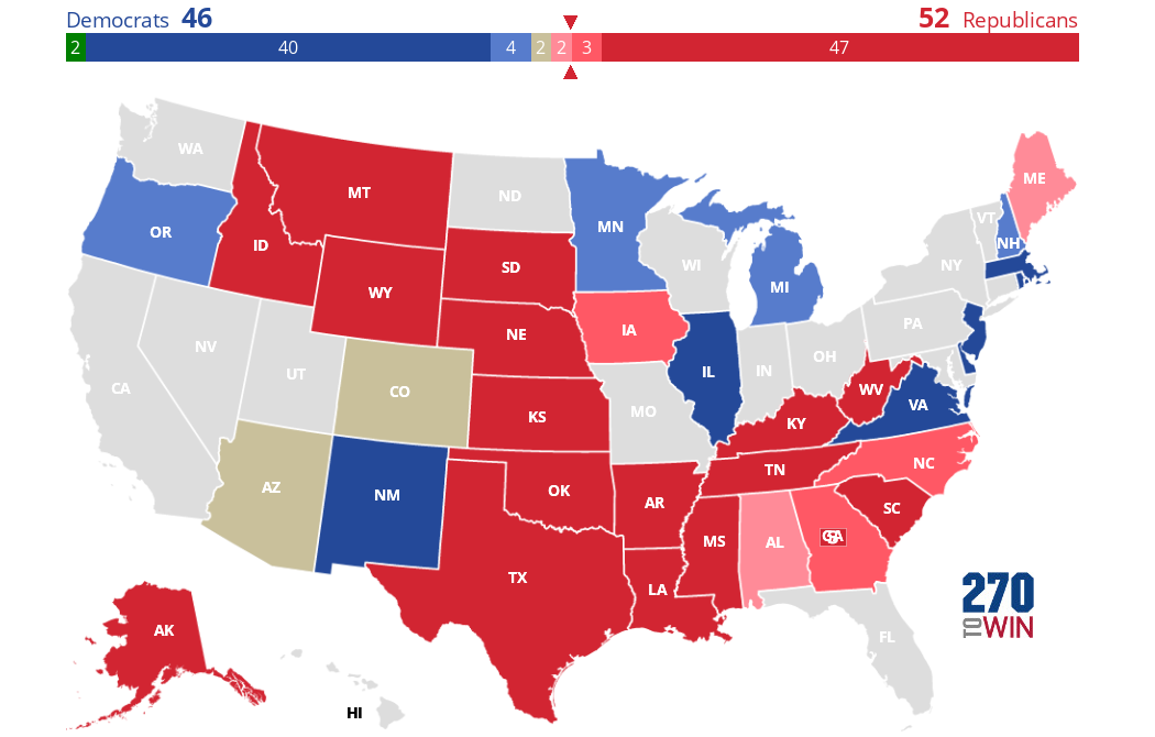 2020 Senate Battleground Map 270toWin