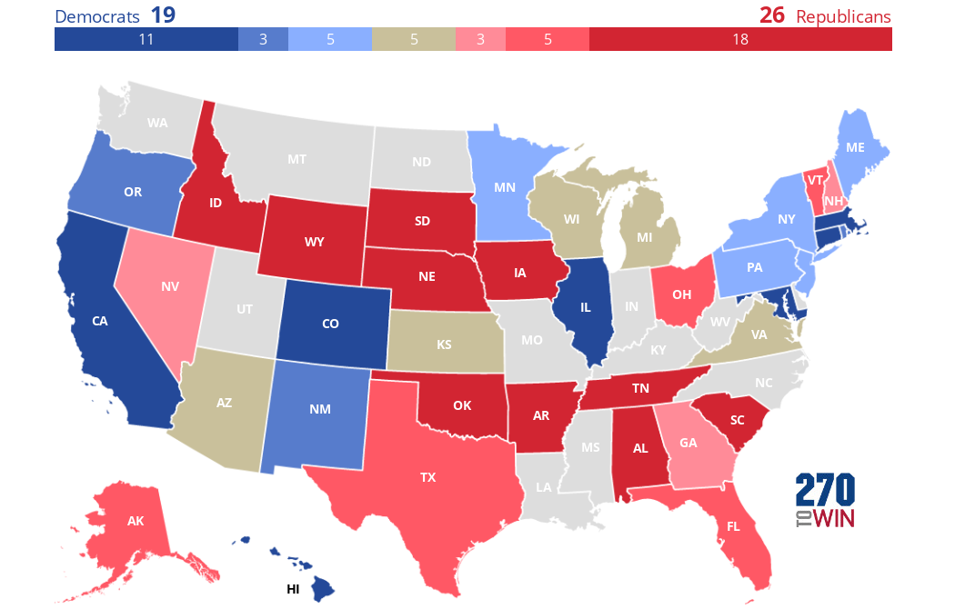 202526 Gubernatorial Elections Map 270toWin
