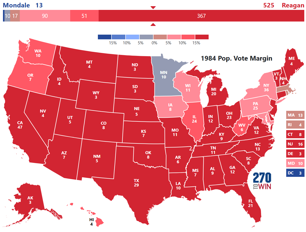 Image result for 1984 presidential election map