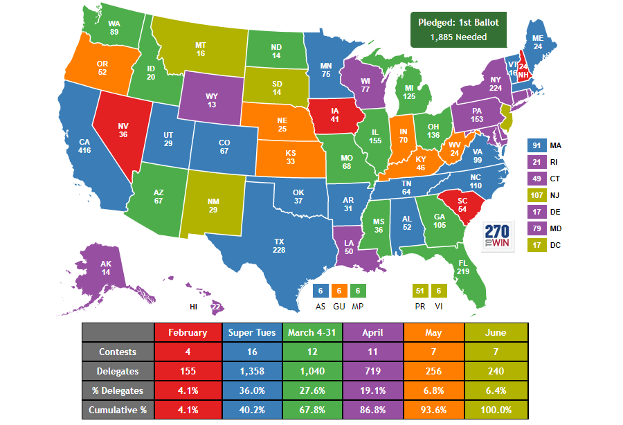 delegate count by state map 2020 2020 Democratic Delegate Calculator delegate count by state map 2020