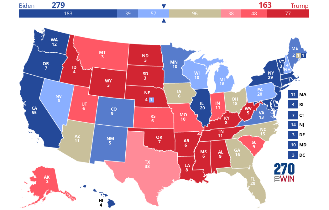 map of us democratic vs republican 2020 2020 Presidential Election Interactive Map map of us democratic vs republican 2020