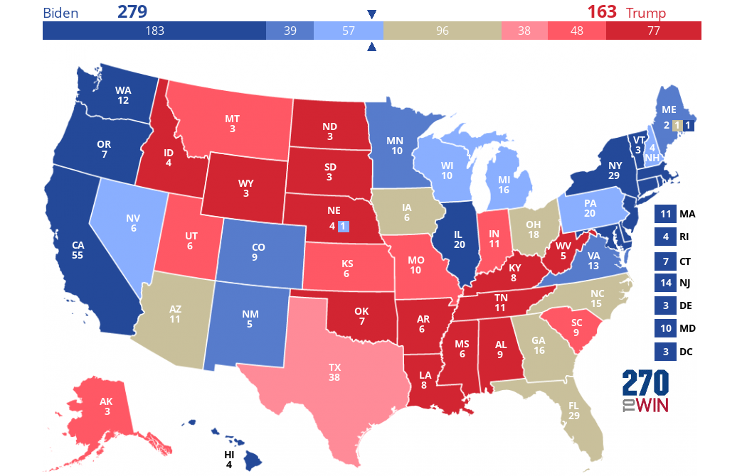 consensus 2020 electoral map forecast inPolitics