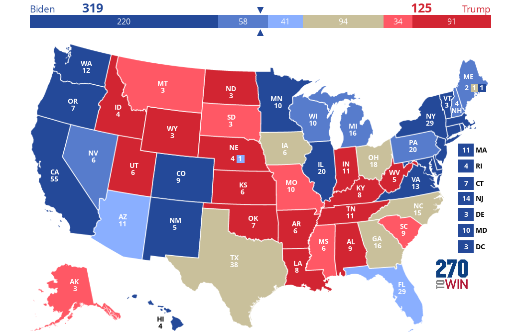 Presidential Interactive Map 2020 Fivethirtyeight's 2020 Presidential Election Forecast - 270Towin