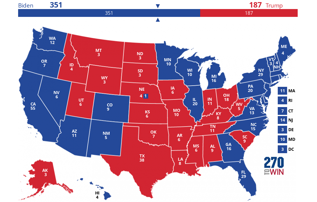 2020 Map Based on Polls (No Toss-ups)