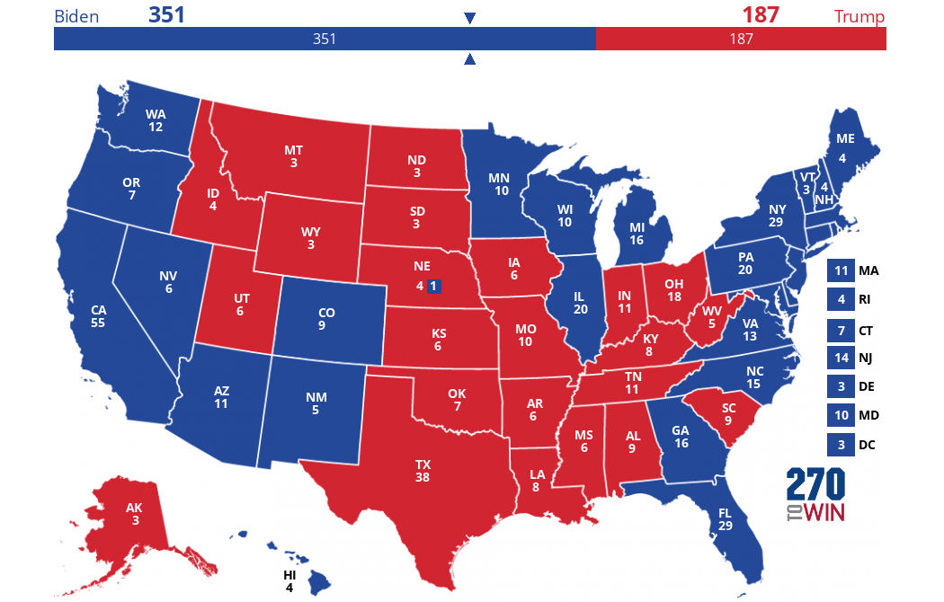 Biden Trump Electoral Map Based on Polls