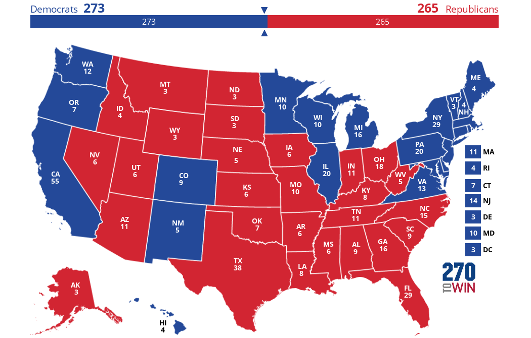 Resultado de imagen para mapa de resultados de elecciones en estados unidos