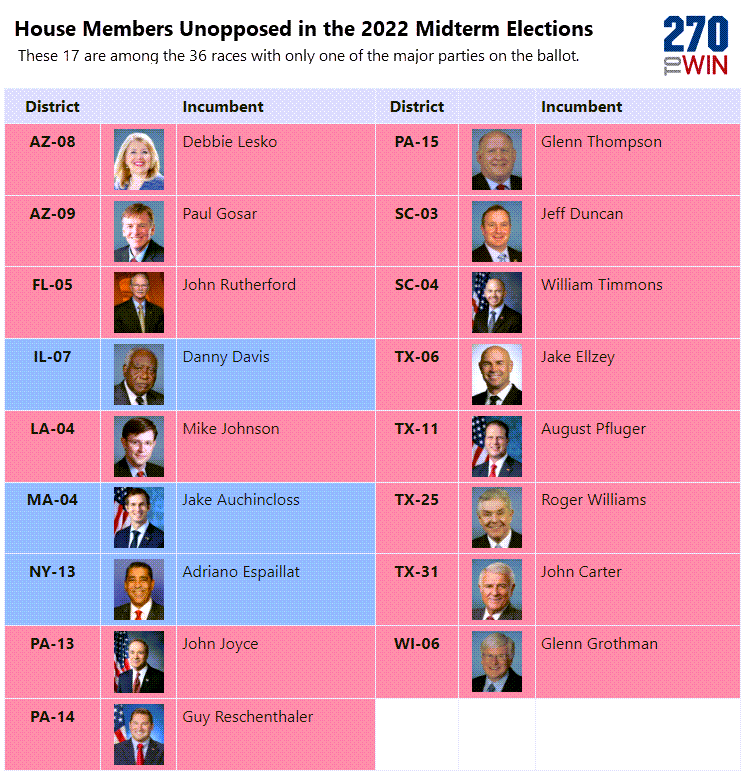 Uncontested The 35 House Districts With Only One Major Party on the Ballot 270toWin