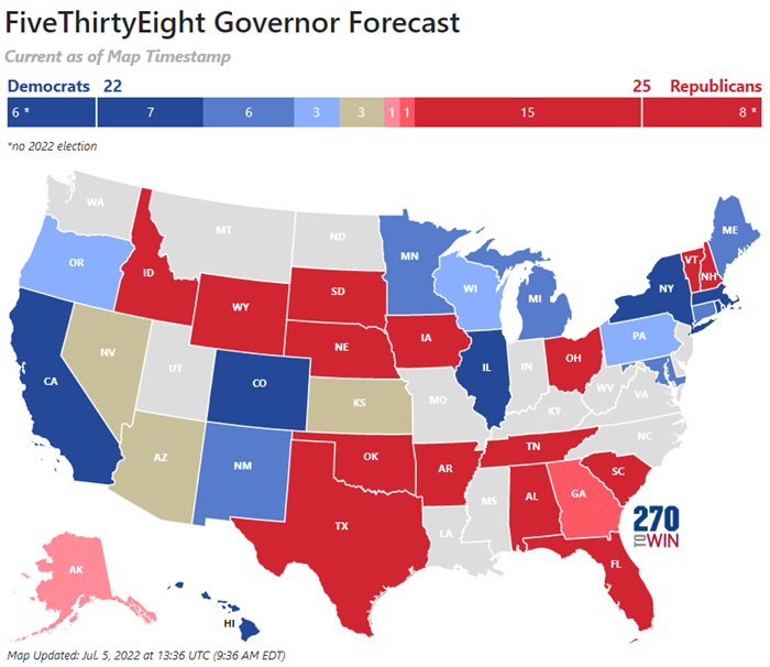 Interactive Maps for FiveThirtyEight 2022 Election Forecast 270toWin