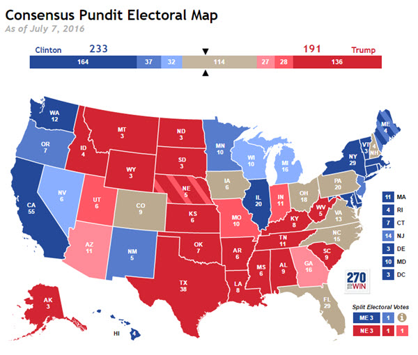 Consensus Electoral Map Update: Pennsylvania Moves to Toss-up - 270toWin