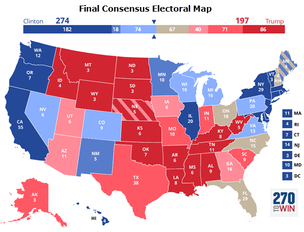 Final Tally of Electoral Map Forecasts