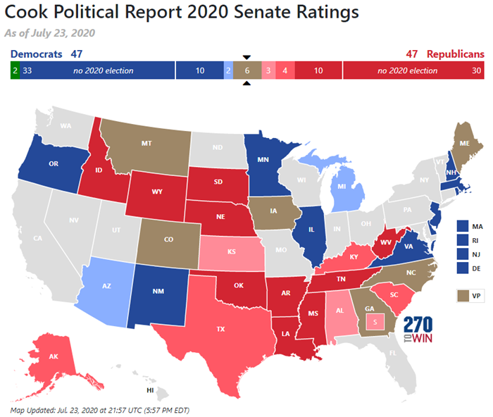 Updated Cook Political Senate Ratings - 270toWin