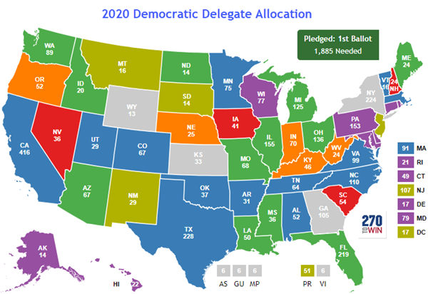 Primary Delegates By State Map Franny Antonietta