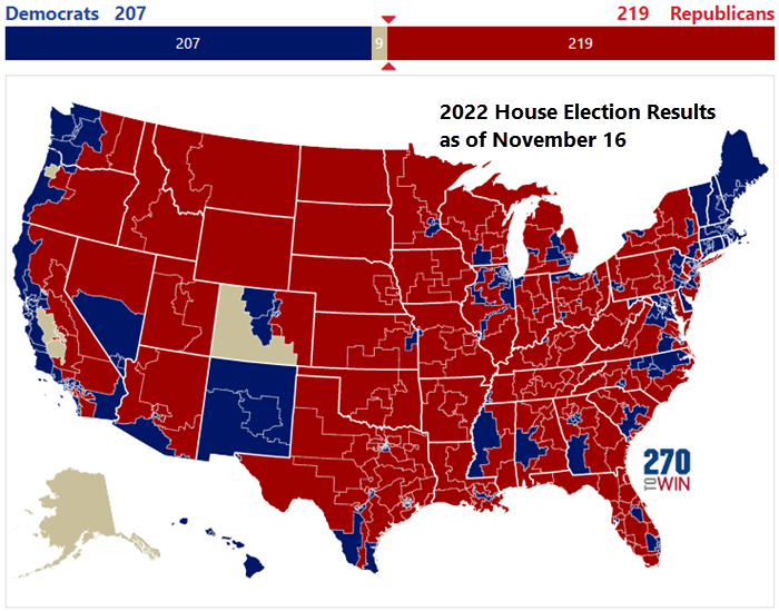 Republicans Clinch House Majority; Divided Government Returns to DC in January 270toWin