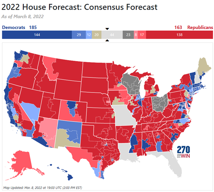 house consensus forecast march 8, 2022