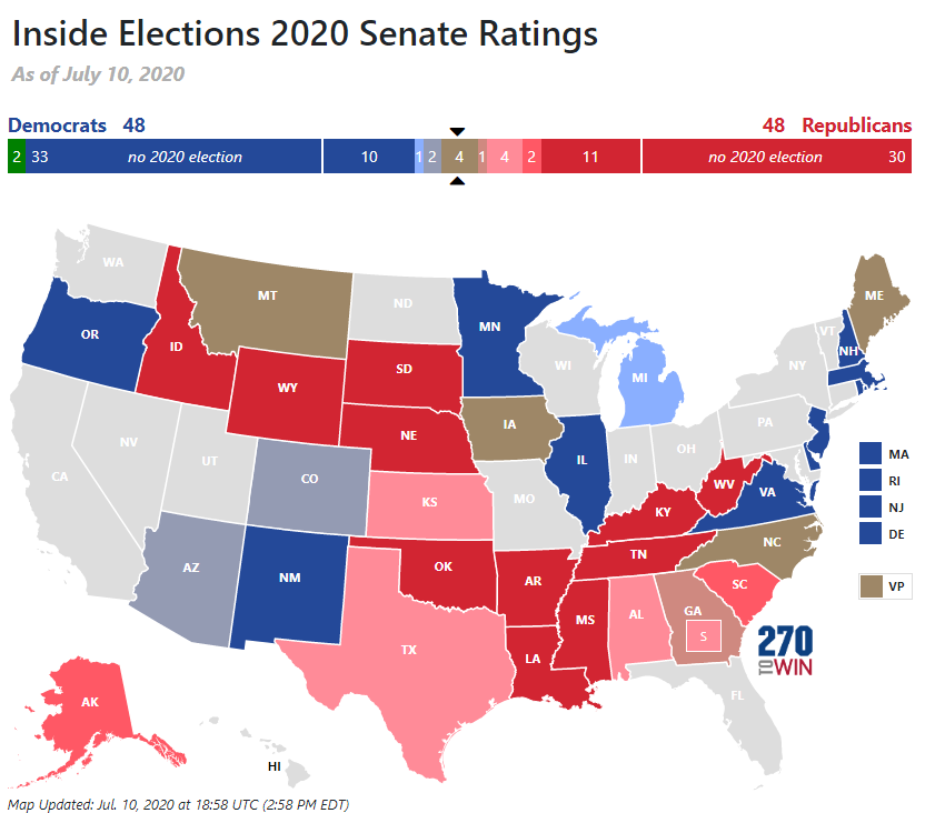 Eight Senate Ratings Changes from Inside Elections - 270toWin