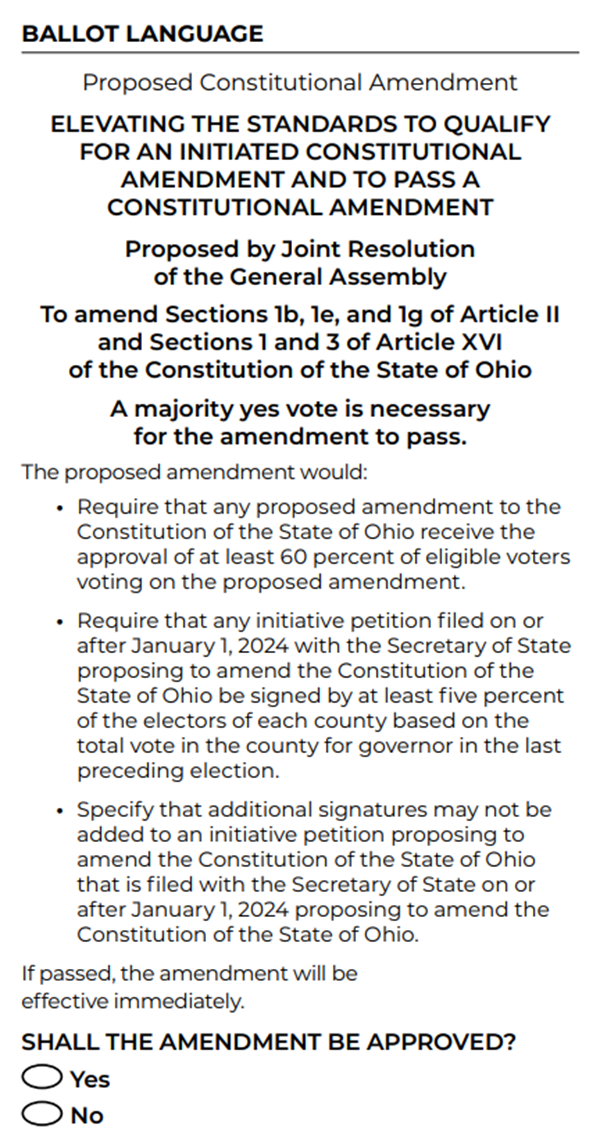 Overview and Live Results Ohio Constitutional Amendment Ballot